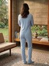 Adult Ultra-Warm Polar Fleece One-Piece Footed Pajamas with Secure Back Zipper and Knitted Ribs on the sleeves