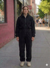 Cozy Black Sherpa Fleece| Warm Borg One Piece | Winter Lounge Outfit | Zip Up Romper | Soft Plush Cold Weather Wear