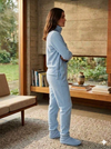 Adult Ultra-Warm Polar Fleece One-Piece Footed Pajamas with Secure Back Zipper and Knitted Ribs on the sleeves