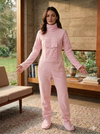 Adult Ultra-Warm Polar Fleece One-Piece Footed Pajamas with Secure Back Zipper and Knitted Ribs on the sleeves