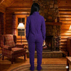 Adult Ultra-Warm Polar Fleece One-Piece Footed Pajamas with Secure Back Zipper and Knitted Ribs on the sleeves