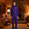 Adult Ultra-Warm Polar Fleece One-Piece Footed Pajamas with Secure Back Zipper and Knitted Ribs on the sleeves