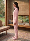 Adult Ultra-Warm Polar Fleece One-Piece Footed Pajamas with Secure Back Zipper and Knitted Ribs on the sleeves